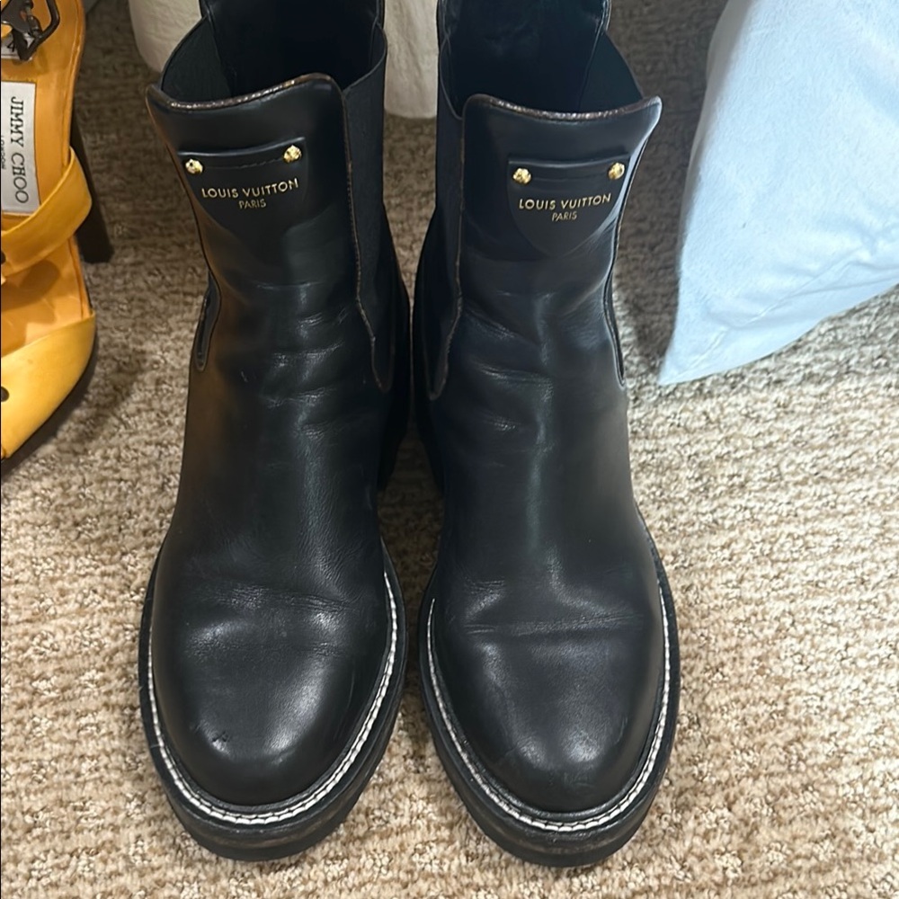 Louis Vuitton Black Leather Boots